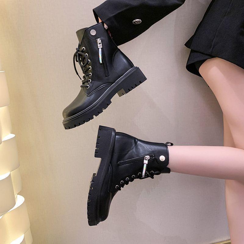 Fashion Thick-soled Martin Boots Women's Versatile Boots British Wind Locomotive Single Boots Short Boots Children 2025 Autumn and Winter New