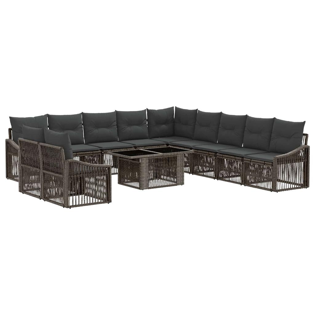 Garden Sofa Set 12 Pieces Gray and Dark Gray Poly Rattan