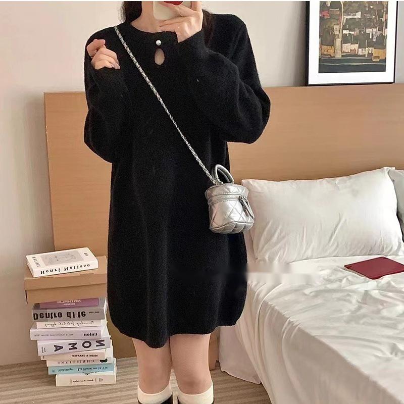 Soft & Cozy Knit Dress: 2026 Autumn/Winter Slimming Mid-Length Woolen Base Layer for Petite Women