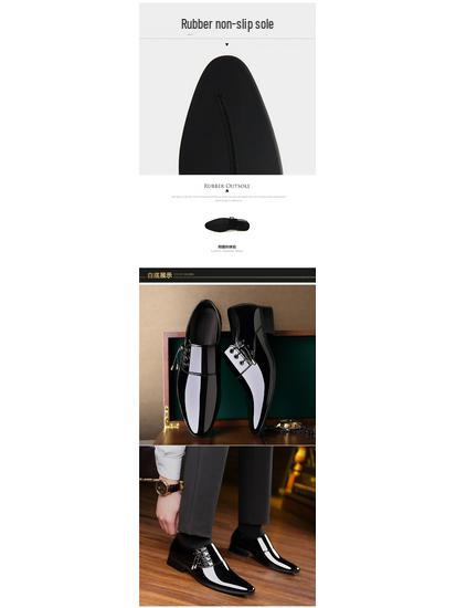 Dragonfly Men's Genuine Leather Pointed Toe Formal Shoes - Soft Sole, Korean Style, Plus Size Available