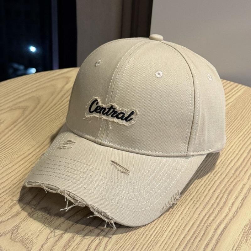 Ripped peaked cap men's embroidered hard top hat shows a small face, wide brim baseball cap women's enlarged and deepened