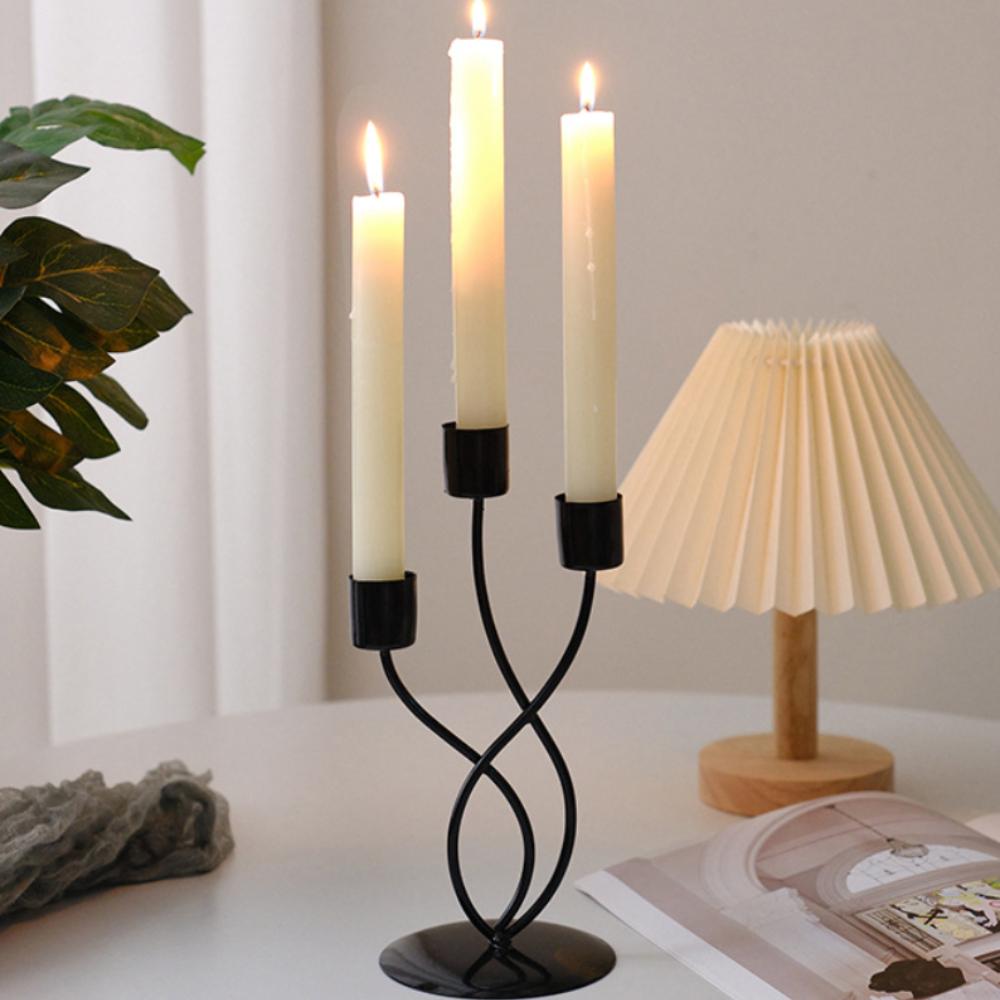 European Style Iron Candle Holder Romantic Dinner Table Decor Home Living Room Ornament for Candlelight Decoration