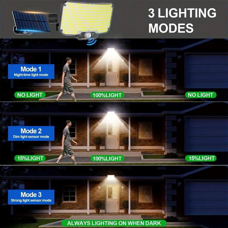 234 LED Solar Outdoor Lighting with Motion Sensor in 3 Modes 196.85 Inch Cable Suitable for Porch Courtyard Street Lighting