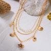 3pcs Ceramic Starfish Pendant Necklace for Women Metal Shell Conch Multi-Layered Clavicle Chain Summer Vacation Travel Jewelry