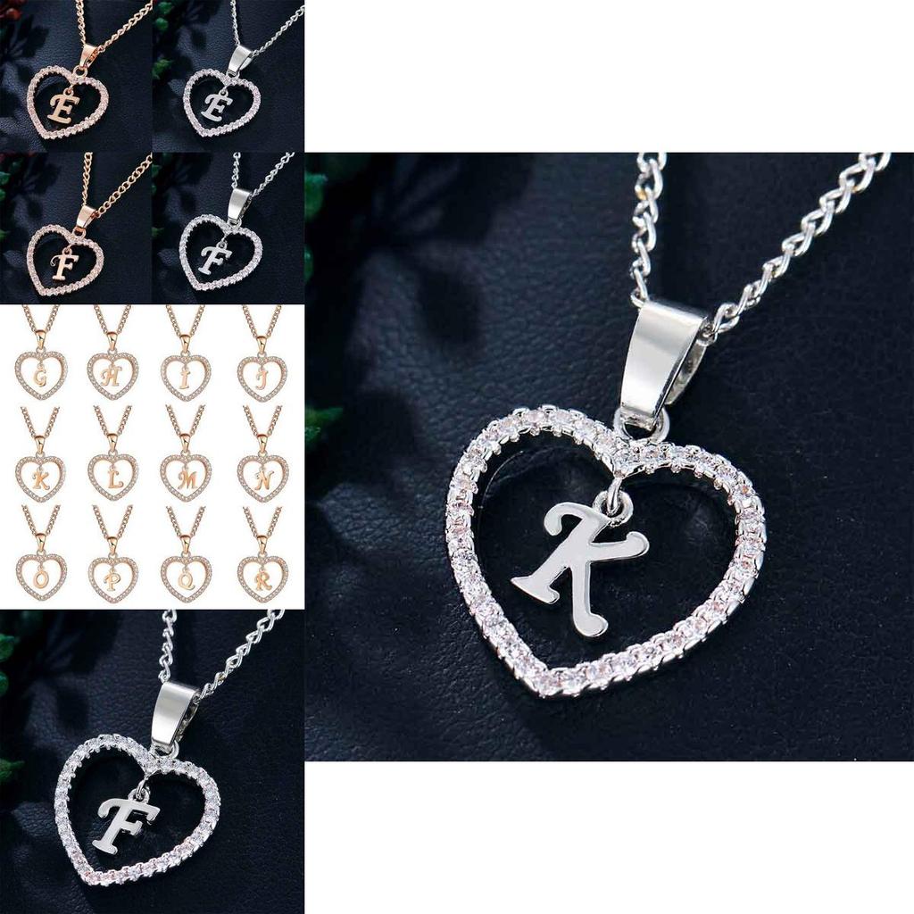 Stunning 26 Letters Heart Love Crystal Women Silver Plated Chain Necklace Jewelry For Meaningful Connections