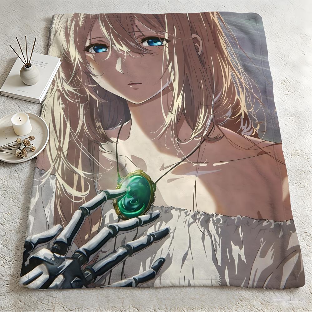 Anime VViolet Evergardenn Throw Warm Soft Flannel Blanket Multiuse for Sofa Bed Camping Travel Nap