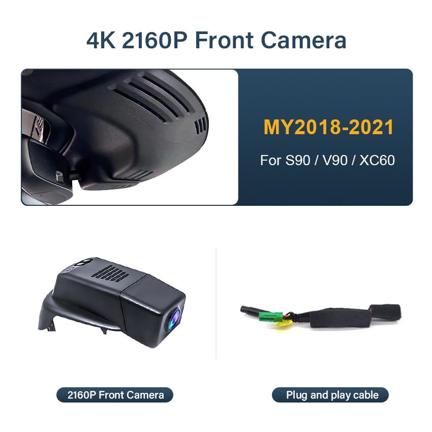 

Реєстратор 4K для VOLVO XC60 S90 V90 2018 2019 2020 2025 2025 2025 2025, Автомобільний відеореєстратор Plug and Play Відеореєстратор з відеореєстратором With 128G TF Card