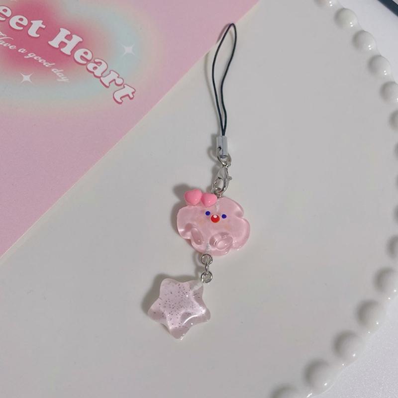 Cute Star Pendant Phone Chain Y2K Style Dainty Cloud Star Bead Phone Lanyard Keychain for Girls Women Backpack Ornament