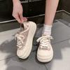 Popular Little White Shoes Women's 2025 Spring and Autumn New Big Head Bread Shoes Thick Sole Heightening Board Shoes Student Casual Shoes