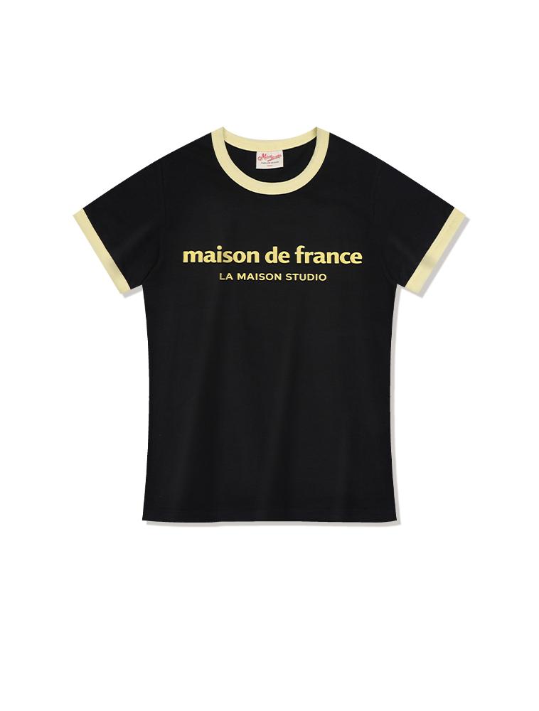 LA MAISON STUDIO Essential Logo Slim Fit Short Sleeve T-Shirt Black Yellow (Fcg2Ts772W)