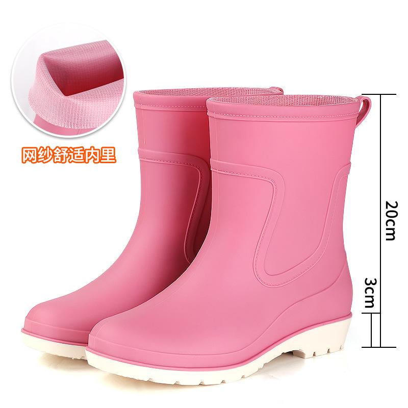 

Непромокаемые сапоги женские среднего размера с нескользящей толстой подошвой модные простые мягкие резиновые сапоги на мягкой подошве водонепроницаемые непромокаемые сапоги 40 розовый
