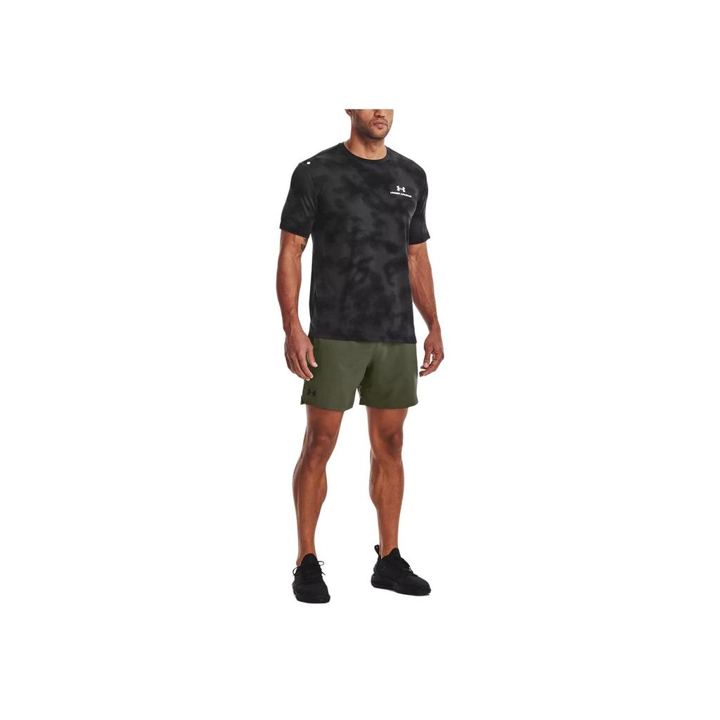 Under Armour UA Rush Logo Print Crew Neck T-Shirt Men Tops Black 1376792-001