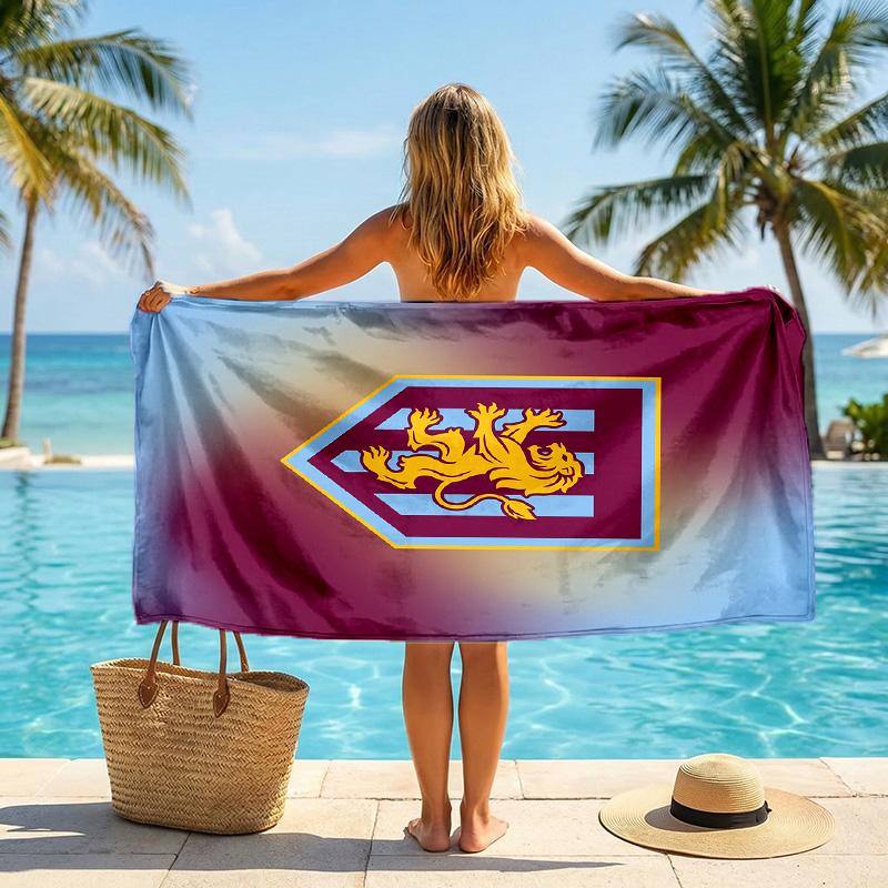 Aston Villa Football Beach Towel Soft Microfiber Summer Towel Quick Dry Absorbent Towel for Beach Swimming Pool Travel
