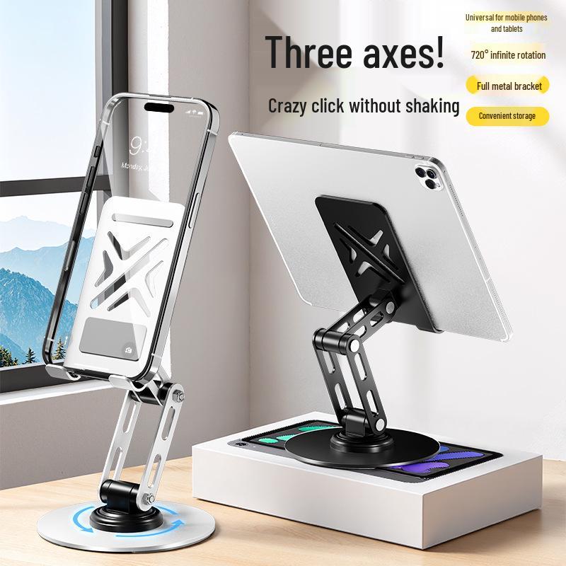 Foldable 360° Rotating Multi-Axis Metal Phone & Tablet Stand