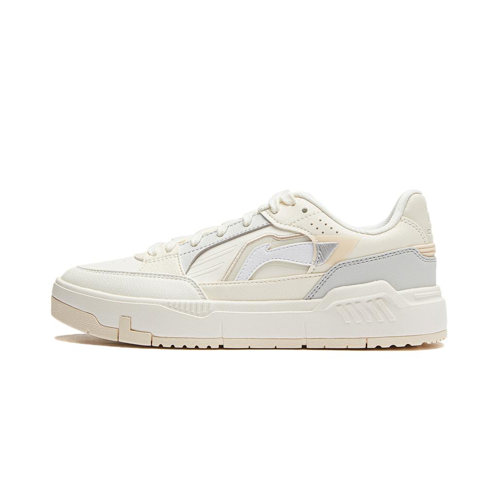 New LiNing Common 80s Anti Slip Wear Resistant Low Top Skateboard Shoes Women's White Gray AGCU040-1