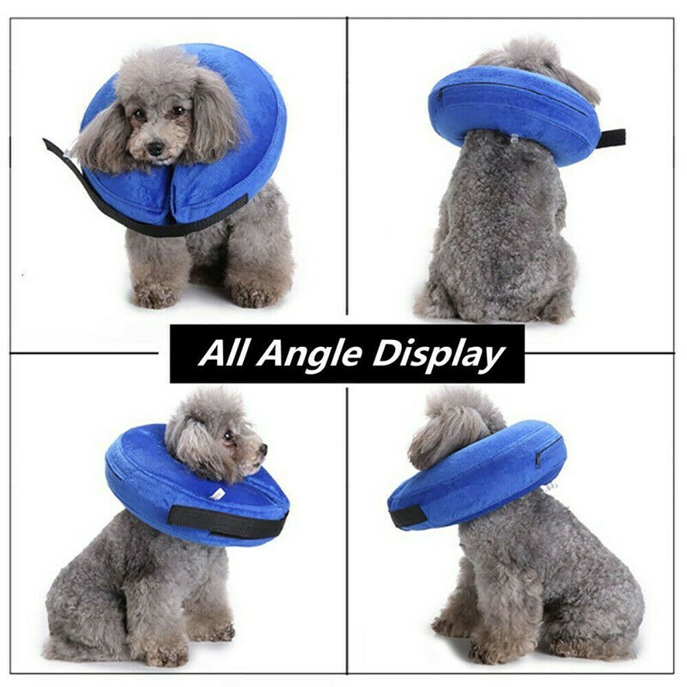 New Neck Injury Recovery Protection Inflatable Pet Collar Head Cone Dog Cat Surgery Lampshade Cone