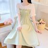 Elegant Fashion Lace Splicing Dress with Cold Shoulder Design