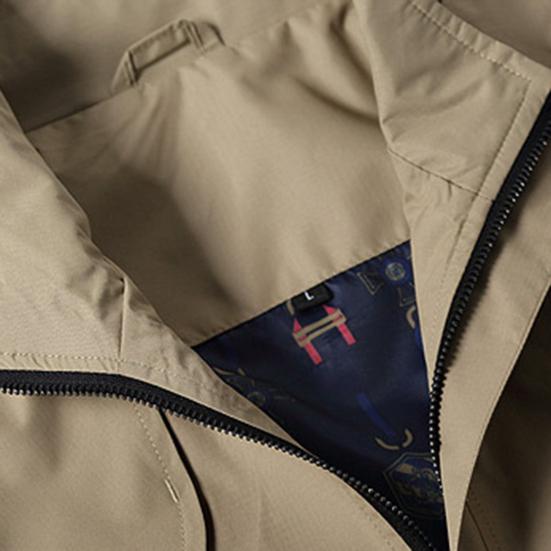 Solid Color Men Coat Stand Collar Top Two Pockets Zipper Closure Casual Jacket for Autumn