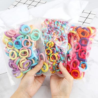 7 stylů 50/100 ks/sada Dívčí dětské gumičky do vlasů Barevné malé čelenky pro děti Dětské doplňky do vlasů Vysoce elastické gumičky