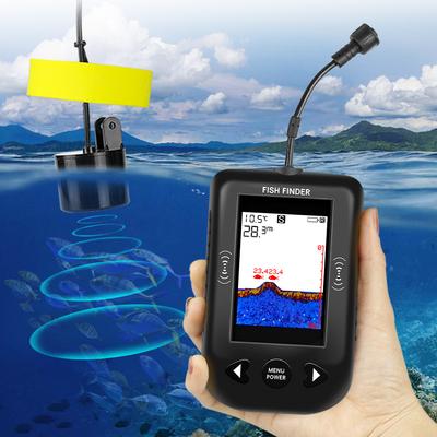 1PC Erchang Portable Fish Finder Water Depth Echo Sounder Temperature Fishfinder with Wired Sonar Sensor Transducer For Fishing