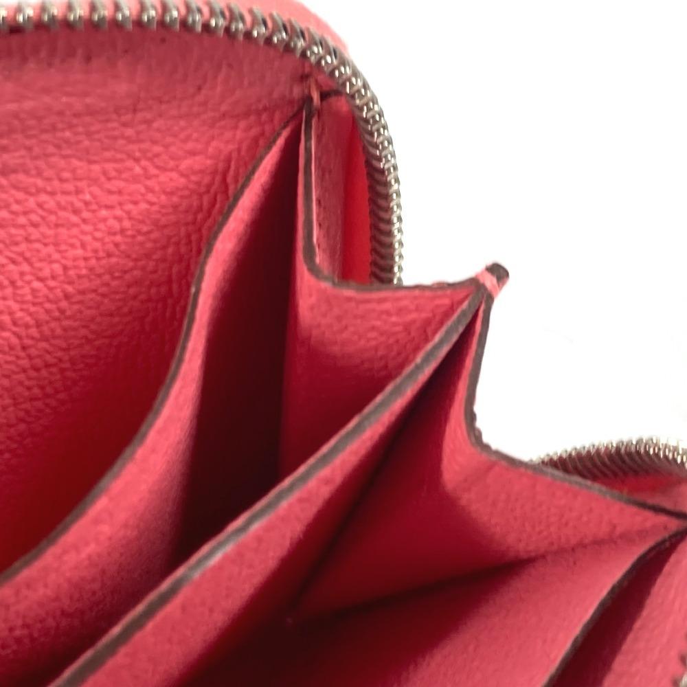 HERMES Zip Angor Wallet Coin Compartment Zip Around coin purse Leather pink
