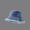 Washed Denim Bucket Hat For Women Retro Wide Brim Fisherman Cap Summer Outdoor Sun Hat