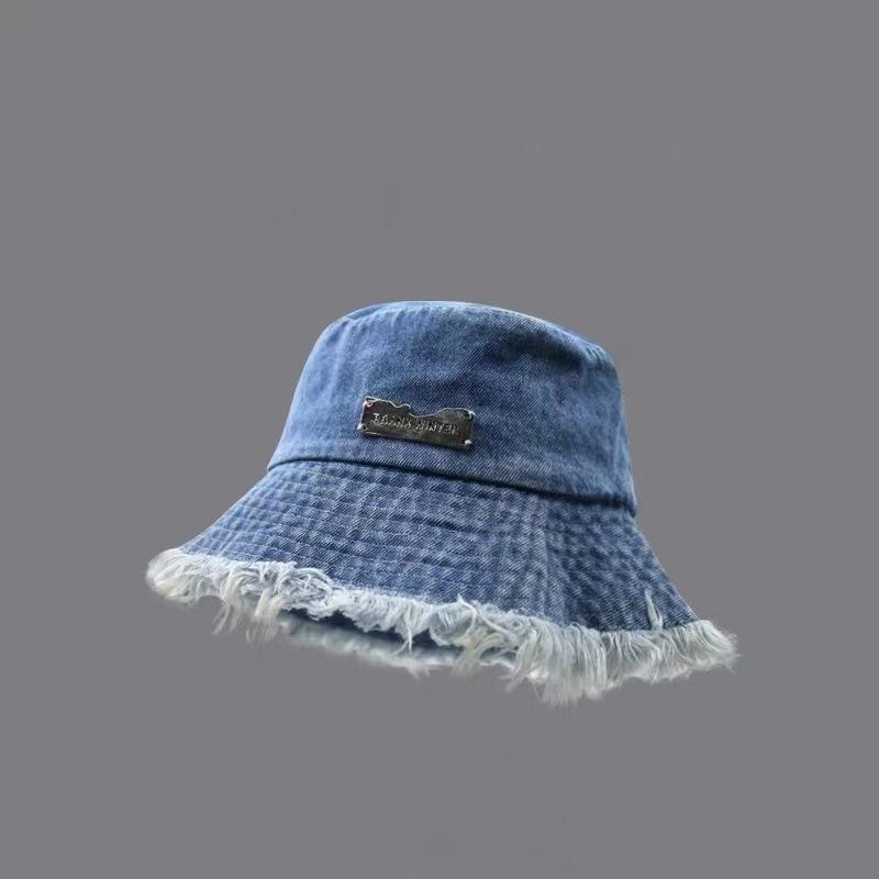 Washed Denim Bucket Hat For Women Retro Wide Brim Fisherman Cap Summer Outdoor Sun Hat