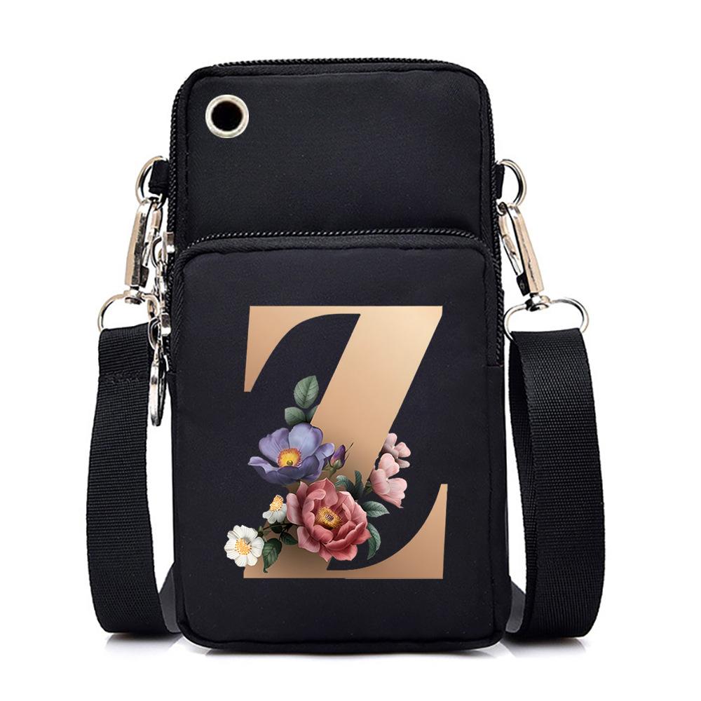 26 letter printed change bag, mobile phone bag to map, light to carry multi-function messenger bag