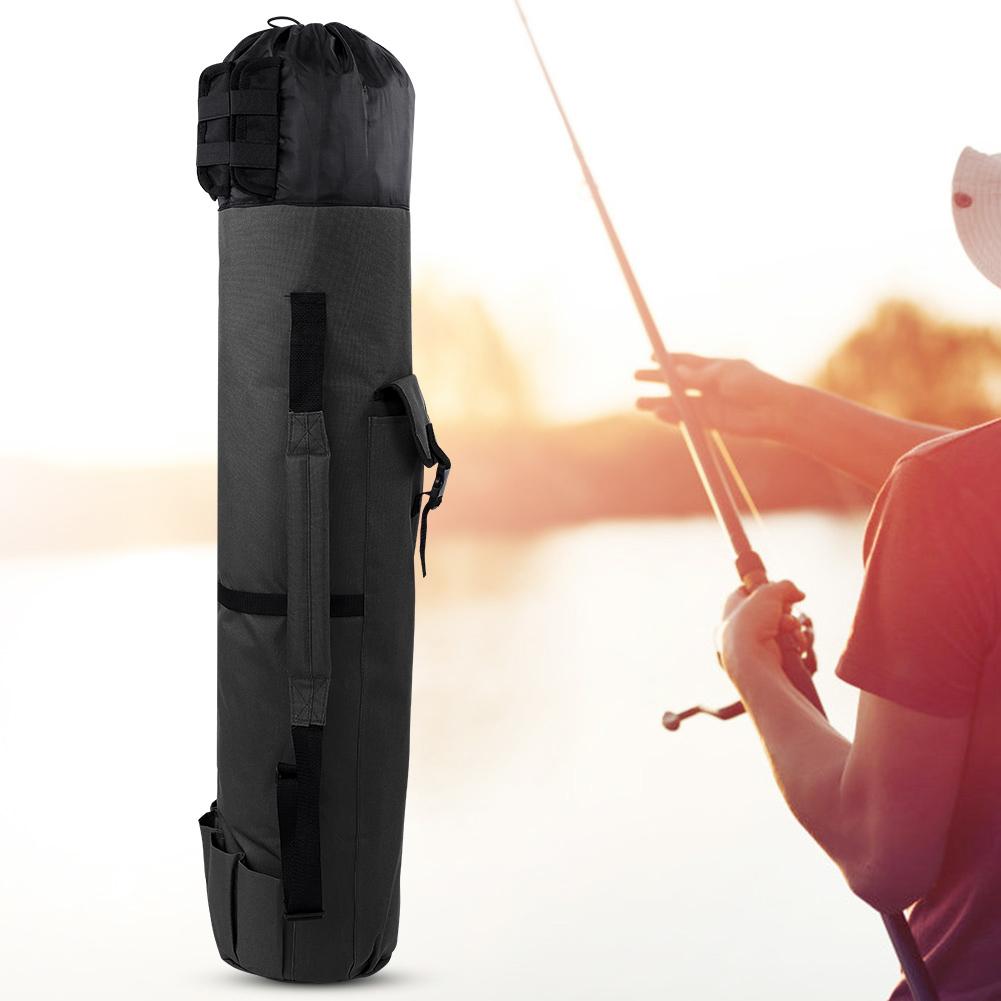 Outdoor Fishing Rod Pole Reel Lures Box Tackle Storage Bag   Shoulder Strap (Black)