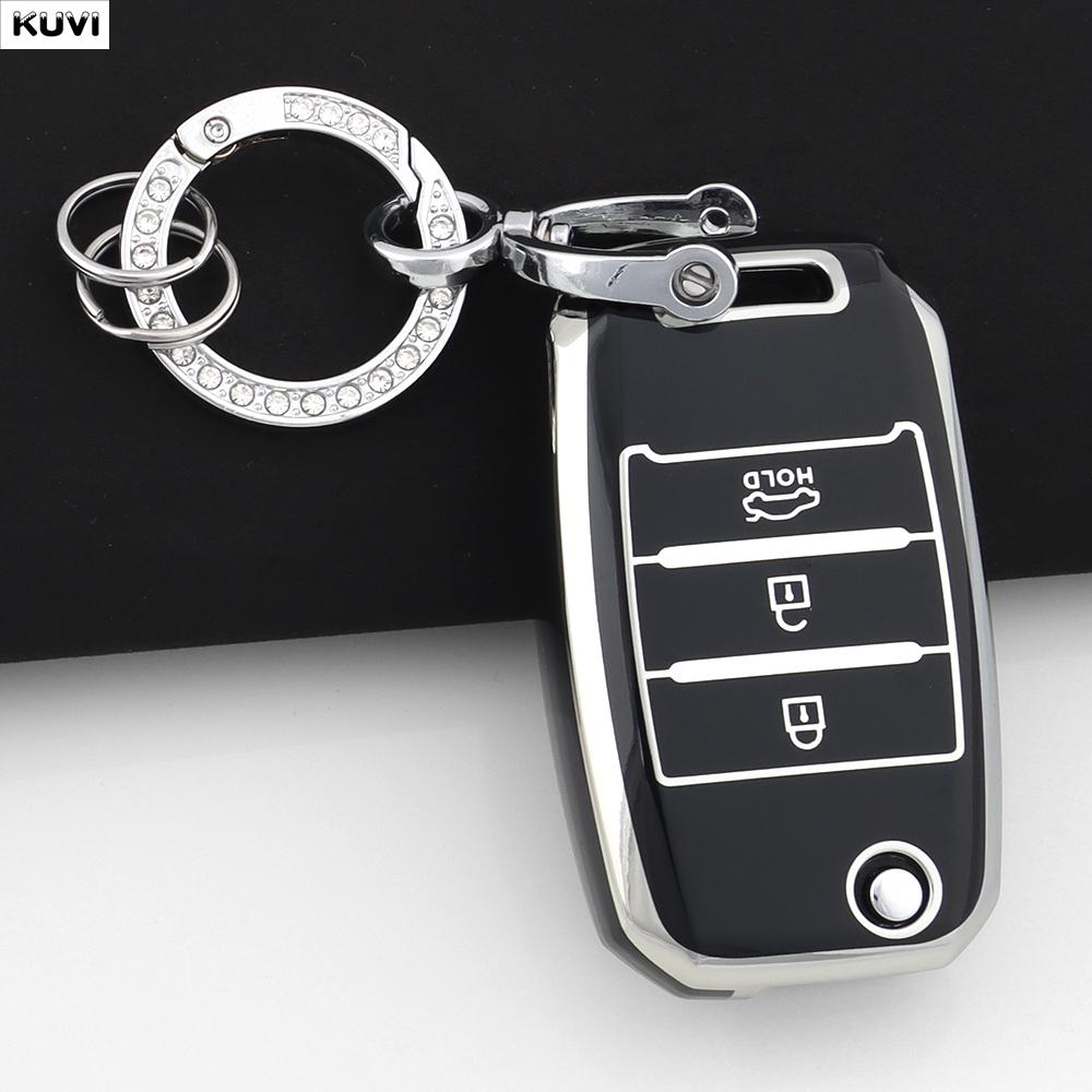 3 4 Tasten TPU Auto Klappschlüssel Hülle Abdeckung Für Kia Rio Optima Sportage Sorento Soul Ceed Cerato Forte Seltos Schutz Fob Schlüsselanhänger