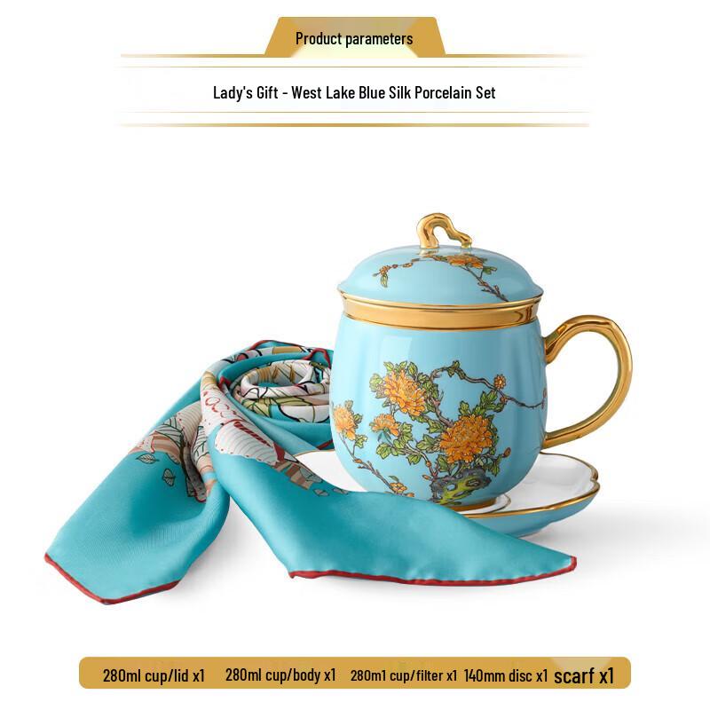 Auratic Madam's Porcelain West Lake Blue Tea Set
