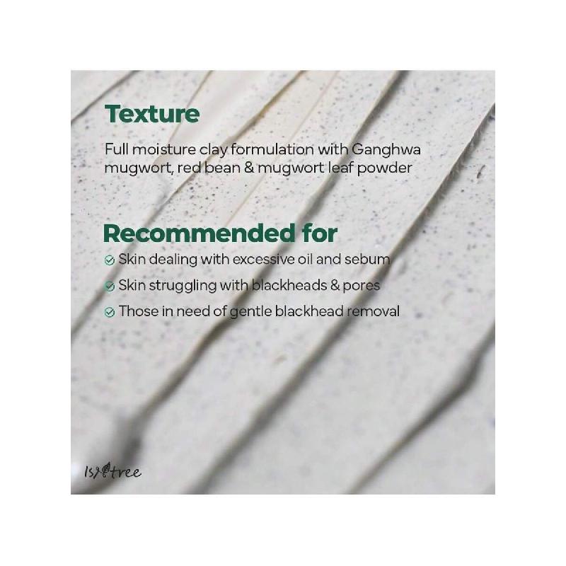 Isntree Mugwort Calming Clay Mask 100ml | Sebum Control | Pore Tightening | Exfoliates Rough Skin | Blackhead Care | Wash-Off Mask | Korean Skincare