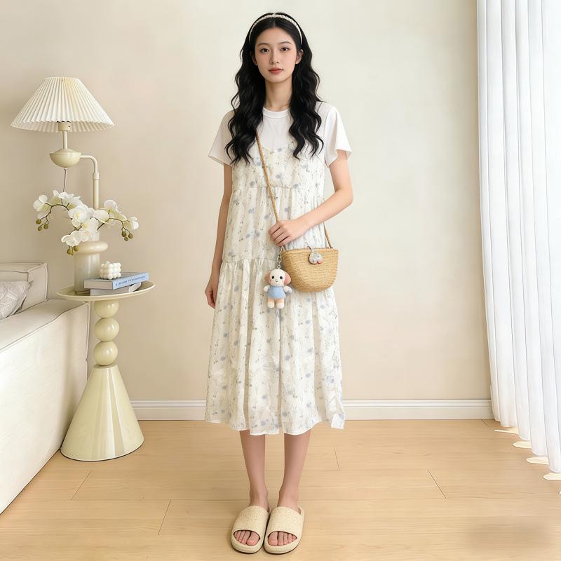 

2026 Summer Maternity Dress: Stylish Two-Piece Design for a Slimming, Casual Look Double Extra Large синій