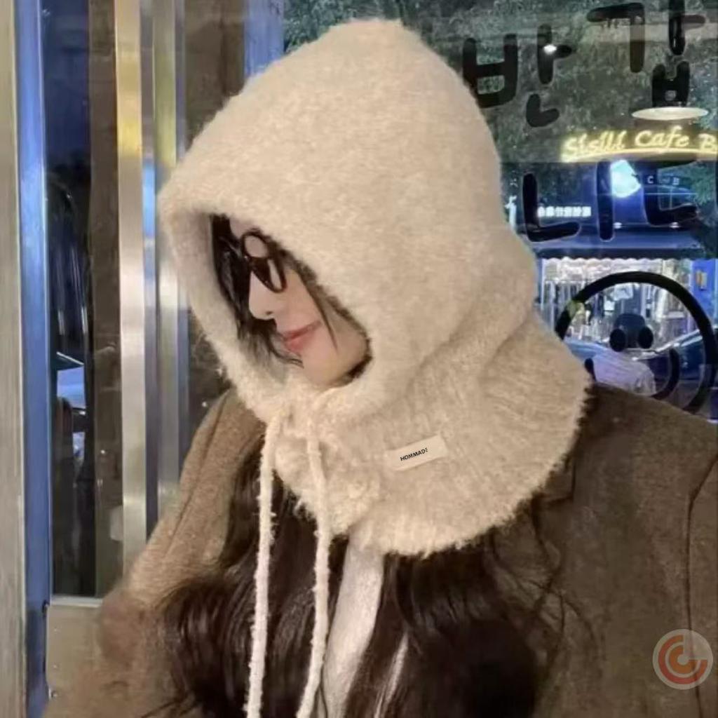 Korean Version of Balaclava Women's Autumn and Winter Hat Scarf Integrated Fashionable and Versatile Knitted Warm Ear Protection Hat