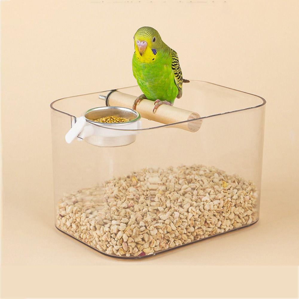 Transparent Parrot Desktop Stand Wide Mouth with Feeder Cups Bird Training Stant Removable Tray Parrot Activity Center