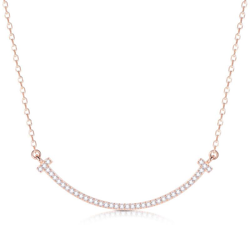 Smile Necklace Female Niche Light Luxury Temperament Versatile Fashion High-End Glossy Diamond-Encrusted Smiley Face Pendant Female Quality