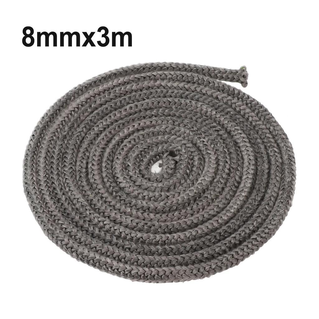 Corde d'étanchéité pour cheminée Porte de poêle à bois Cordon d'étanchéité auto-adhésif en fibre de verre Pour chaudière Four industriel 8mm*3m/12mmx2m