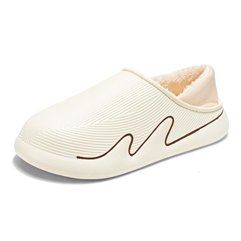 Men's bag heel stepping on shit cotton slippers winter casual home slippers velvet warm platform cotton shoes large size