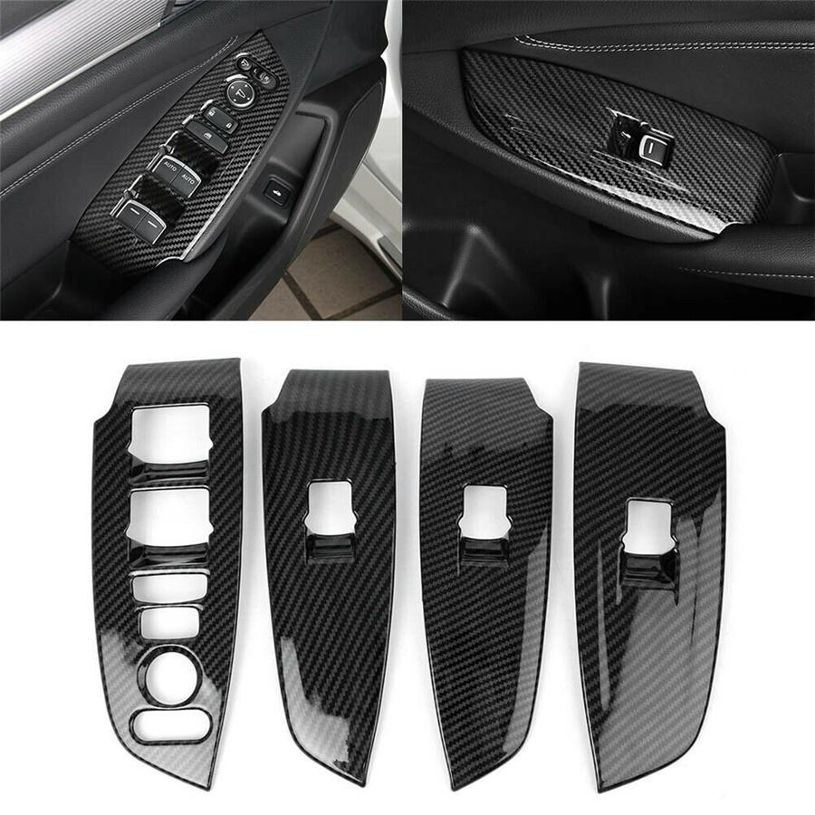 4Pcs Carbon Fiber Look Window Switch Panel Cover Trim For Honda Accord 2018-2021