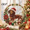 Shining Window Hanging Art Christmas Diamond Ornament, 2D Acrylic Pearl Painting Gift for Friends Family Pattern Suncatcher, Holiday Pendant