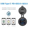 High Power 12V Quad Port USB Charger Socket With Button Switch 96W Dual USB C Outlet Fast Charging For Car RV Marine Vehicles