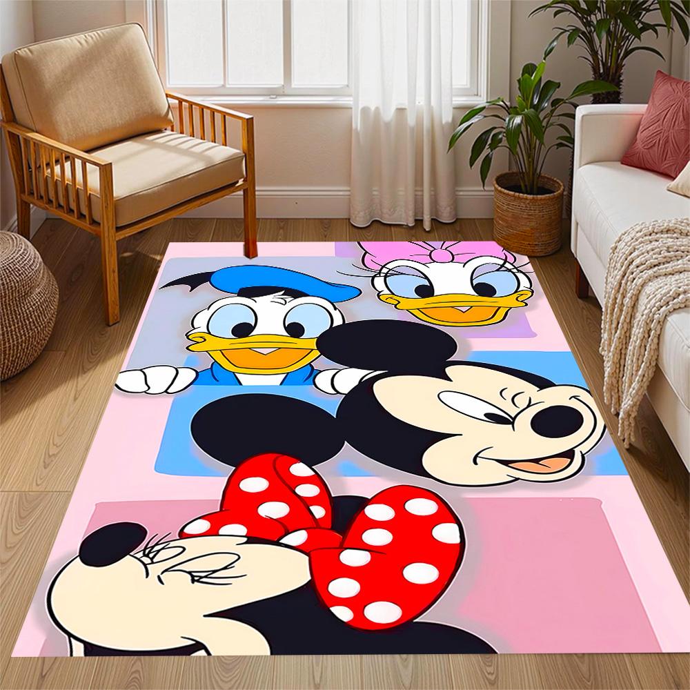 Classic Disney Characters Disney Cartoon Theme Anti-Slip Rug - Polyester, Home Decor, Suitable for Bedrooms, Living Rooms, Doorways, and Studios