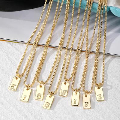 Creative Alphabet Pendant Box Chain Alloy Necklace for Women