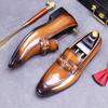 Fashion Plus Size 38-46 Black Mens Loafers Casual Business Shoes With Metal Decorated Genuine Leather Wedding Dress Shoes