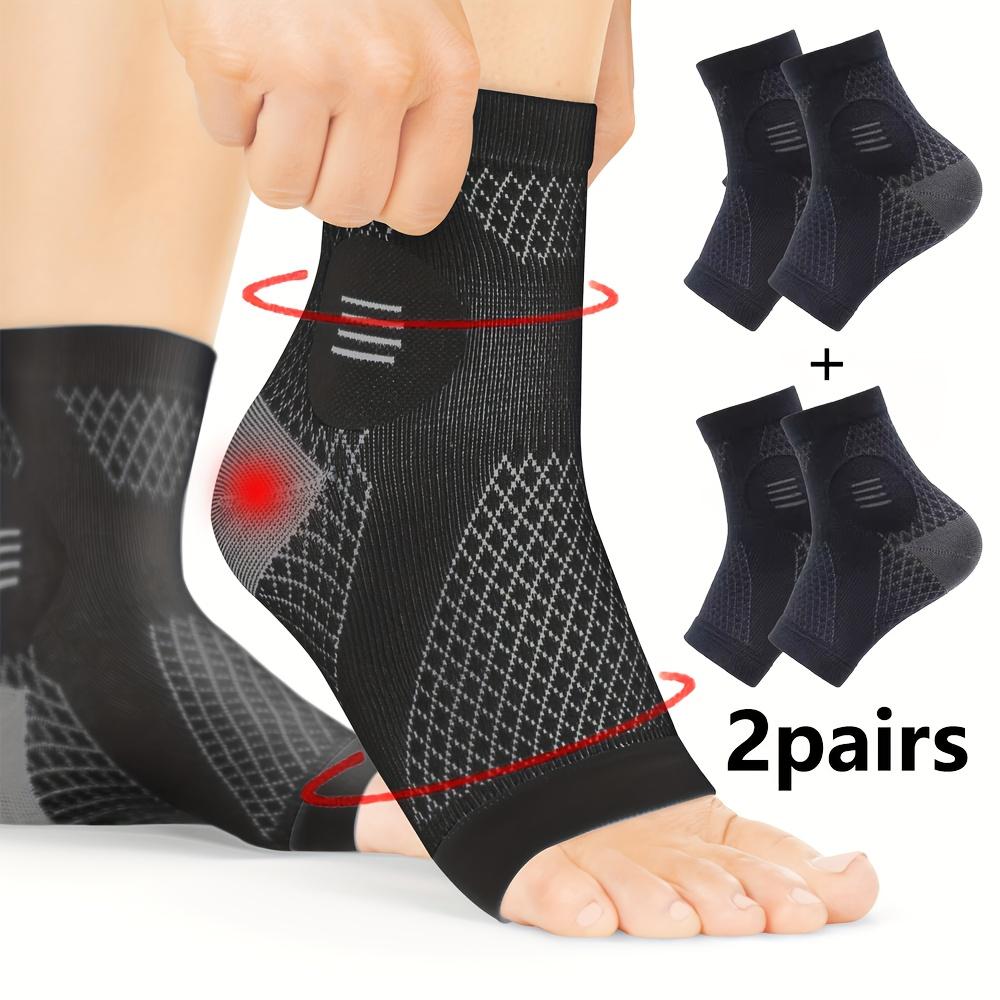 2 Pairs of Arch Support and Stability Ankle Compression Socks, Arch and Ankle Support Pressure Foot Sleeves with Open-toe Design