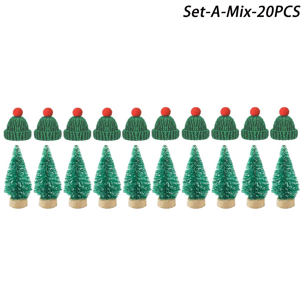 Mini Christmas Hat Mini Scarf Red Green Christmas Color Hanging Finger Hat Lollipop Bottle DIY Christmas Party Decoration