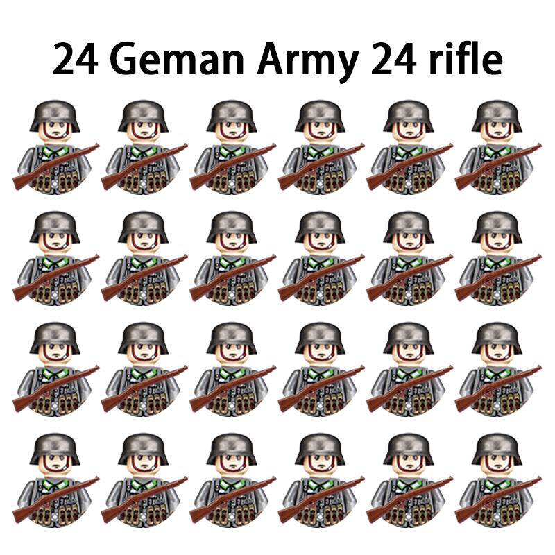 Non-Toxic 24Pcs Military Figure Ww2 Military Product Soldier Figure Building Blocks Children'S Holiday Gift Toys Gifts Funny