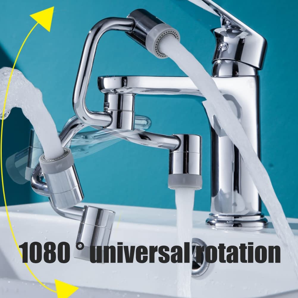 Excras Faucet Kitchen Shower Faucet Kitchen Faucet Tip Part Extender, 1080° Rotation, 2-Type Switching, Sprayer/Aerator, Water-Saving Nozzle, Head,