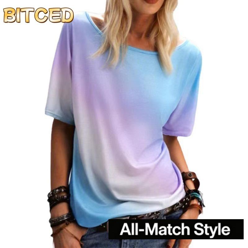 BITCED Damen Mode Lässig Kurzarm Rundhals Blusen & Hemden