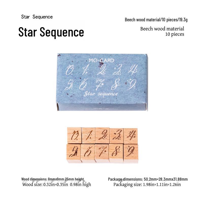 MòMò Beech Wood Retro Seal Set: Number Marks for DIY Planner Decoration